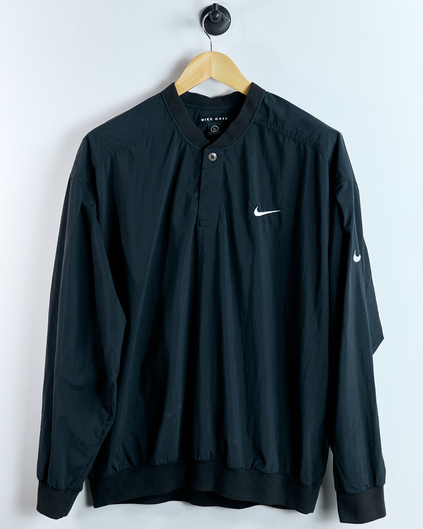 90s Nike Golf Black Button Up Windbreaker (L)