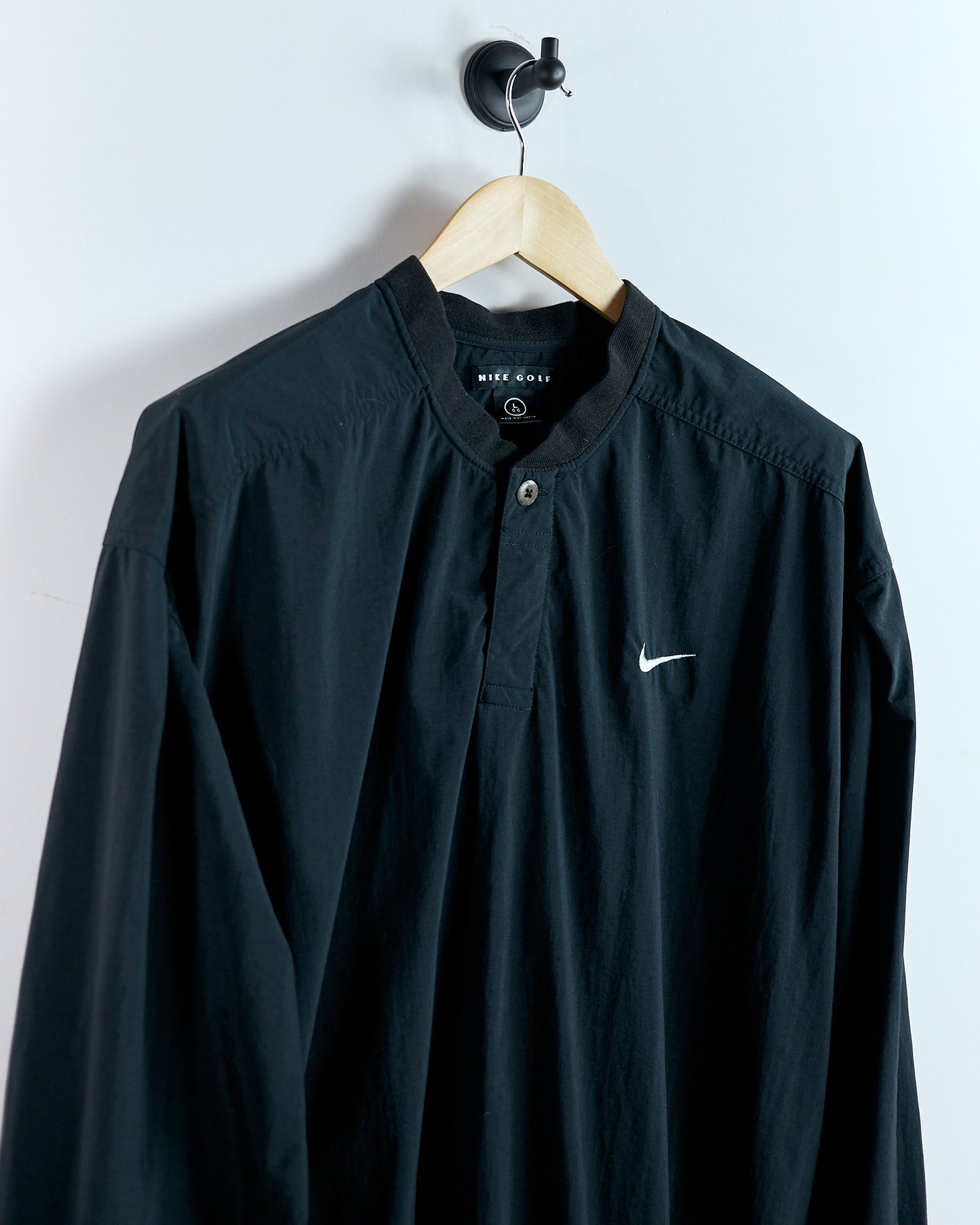 90s Nike Golf Black Button Up Windbreaker (L)
