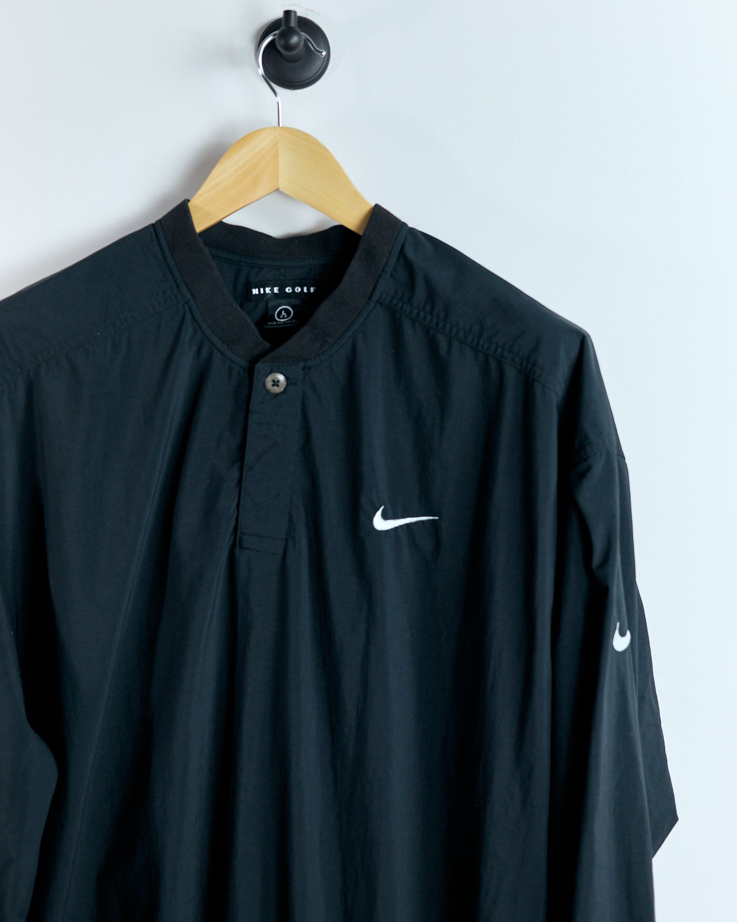 90s Nike Golf Black Button Up Windbreaker (L)