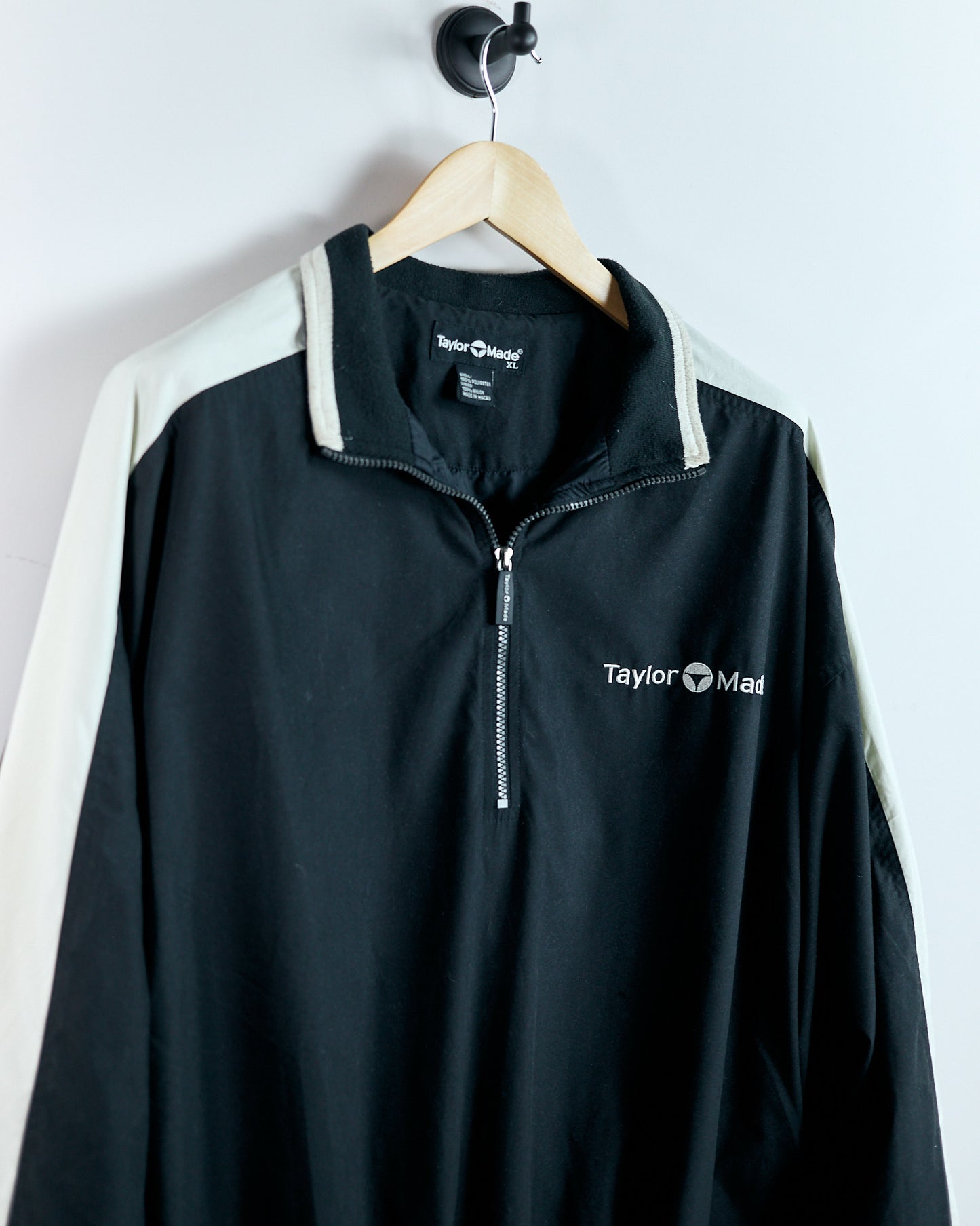 90s TaylorMade Black/White Quarter Zip Windbreaker Jacket (XL)