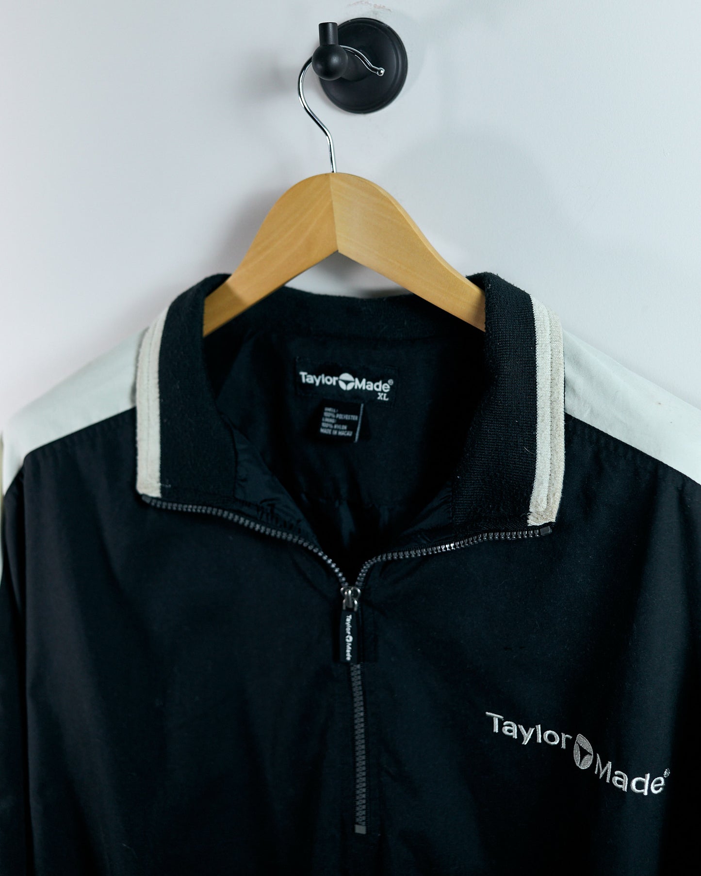 90s TaylorMade Black/White Quarter Zip Windbreaker Jacket (XL)