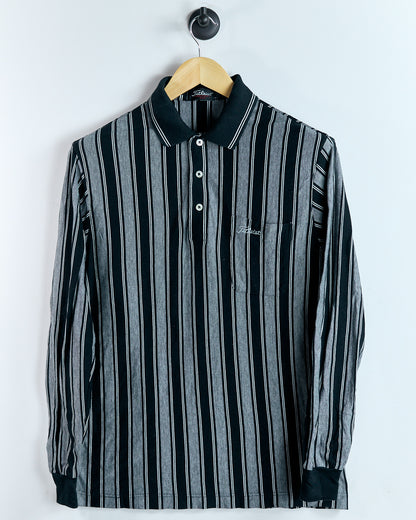 90s Titleist Black/White Striped Long Sleeve Polo (L)