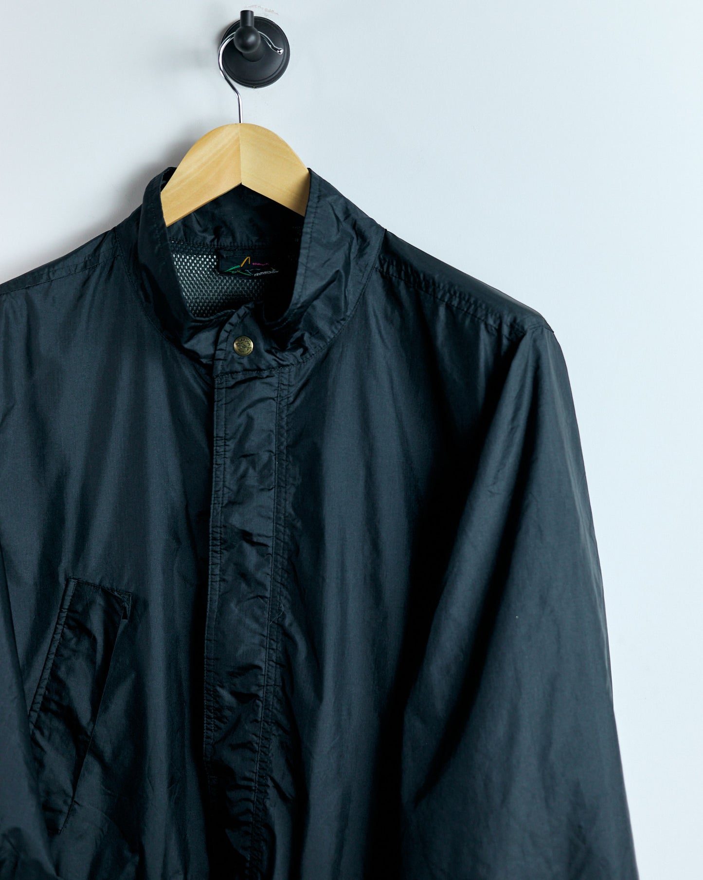 90s Reebok x Greg Norman Collab, Black Full Double Zip Waterproof jacket (L)
