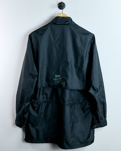 90s Reebok x Greg Norman Collab, Black Full Double Zip Waterproof jacket (L)