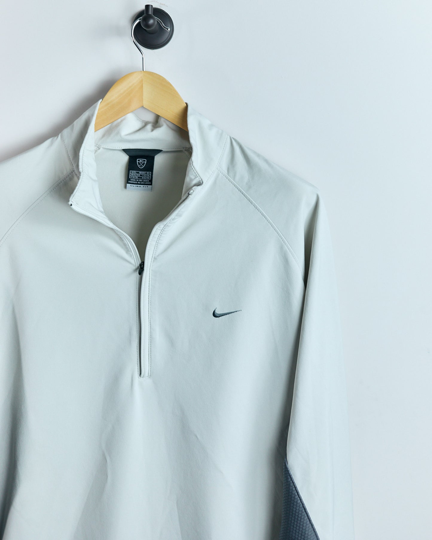 00s Nike Shield Logo Cream Quarter Zip Clima-Fit Windbreaker Jacket (L)