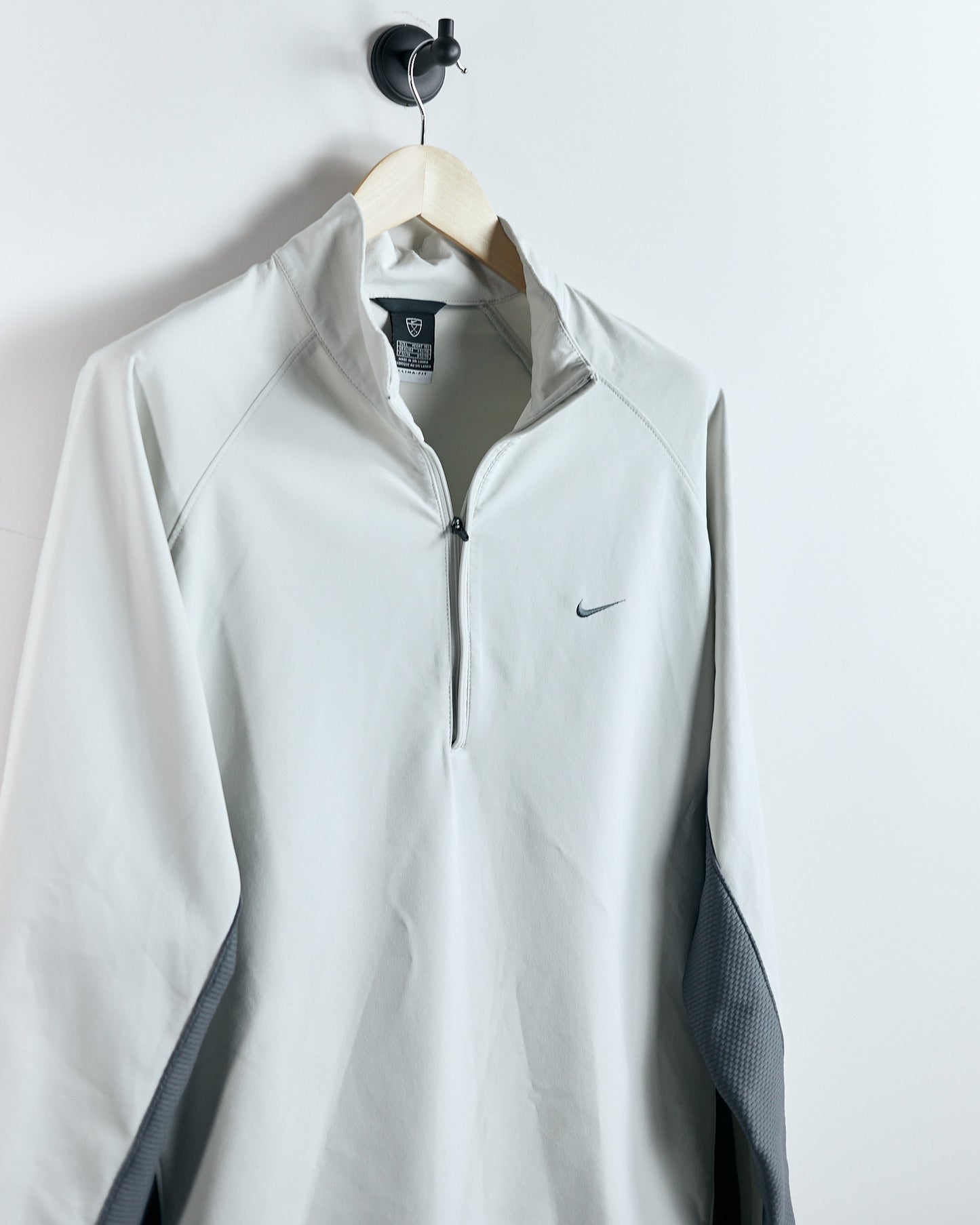 00s Nike Shield Logo Cream Quarter Zip Clima-Fit Windbreaker Jacket (L)