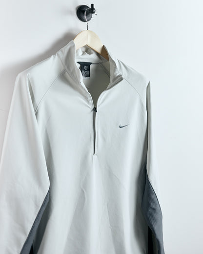 00s Nike Shield Logo Cream Quarter Zip Clima-Fit Windbreaker Jacket (L)