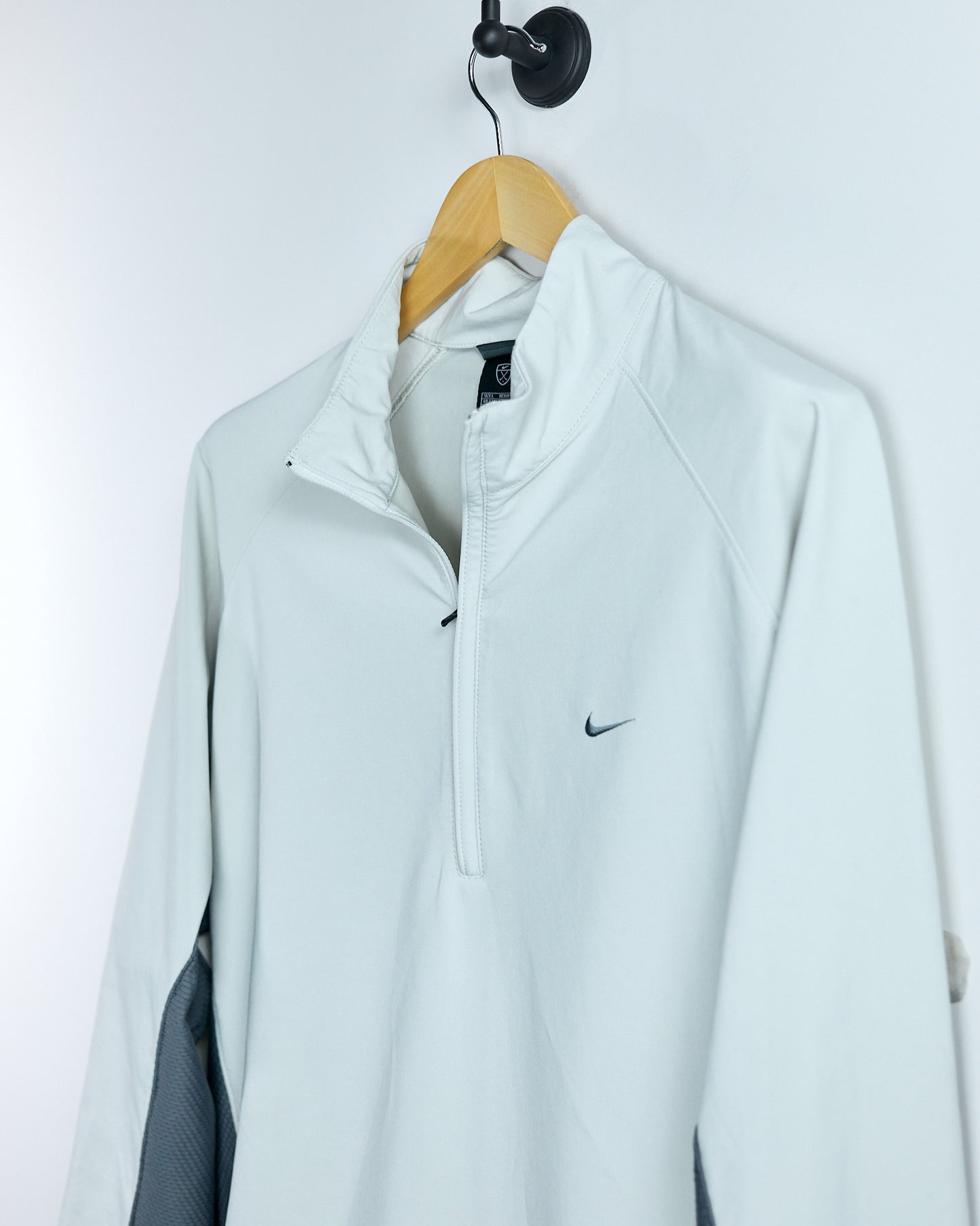00s Nike Shield Logo Cream Quarter Zip Clima-Fit Windbreaker Jacket (L)