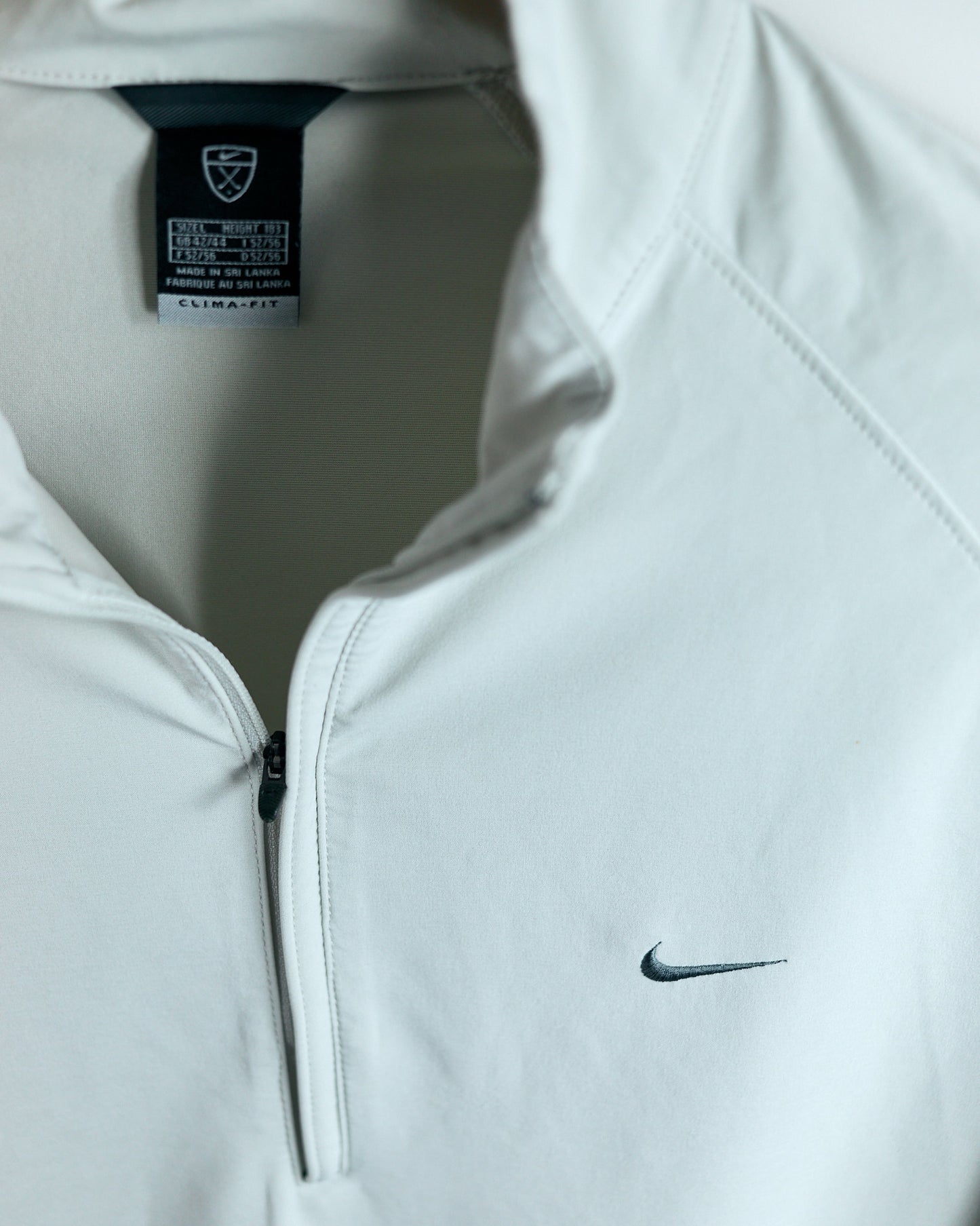 00s Nike Shield Logo Cream Quarter Zip Clima-Fit Windbreaker Jacket (L)