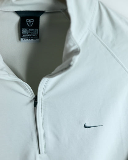 00s Nike Shield Logo Cream Quarter Zip Clima-Fit Windbreaker Jacket (L)