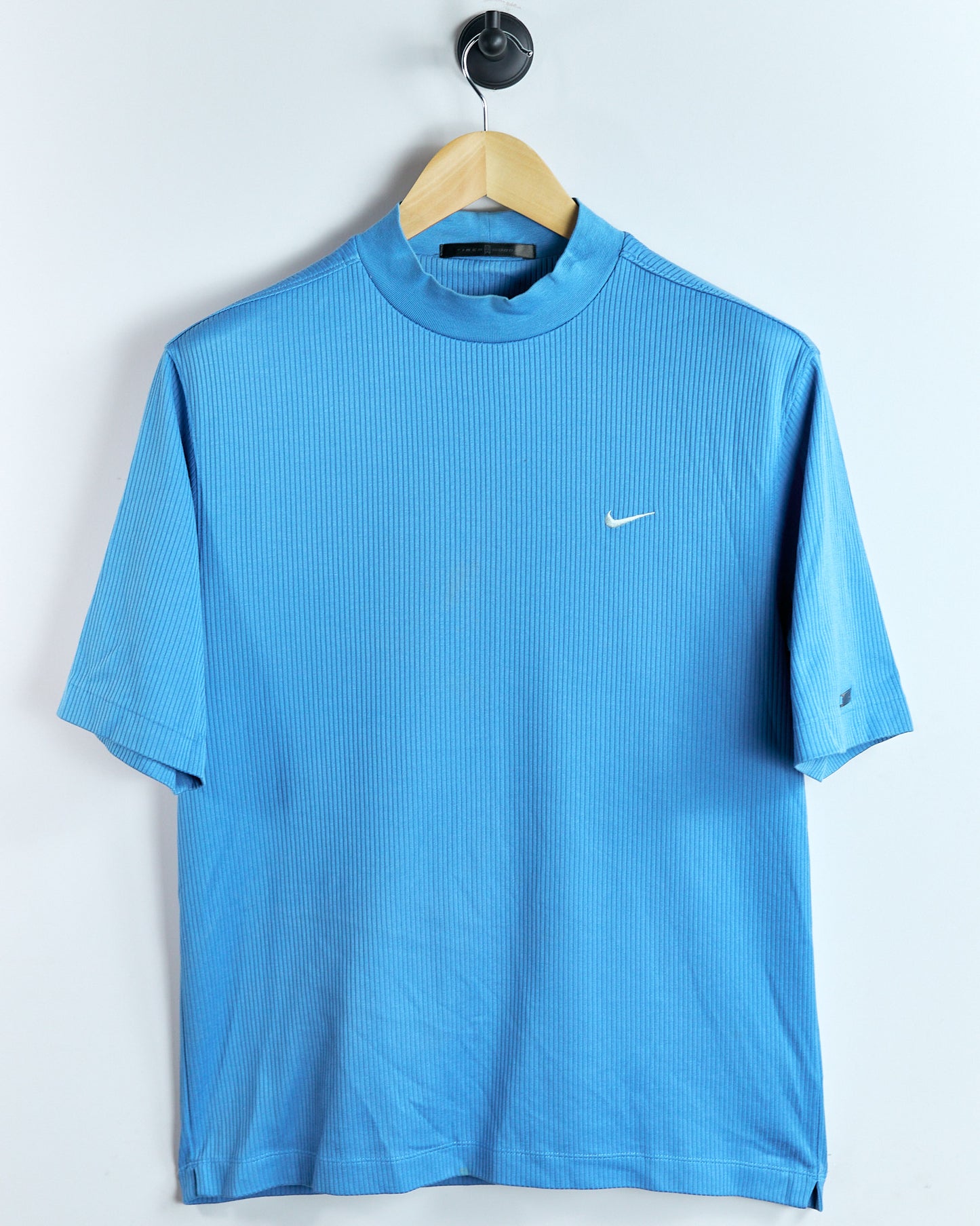 90s Tiger Woods Nike golf Baby Blue mock neck Dri-Fit T-Shirt (M)