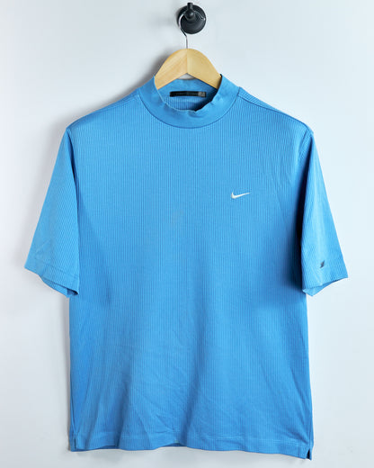 90s Tiger Woods Nike golf Baby Blue mock neck Dri-Fit T-Shirt (M)