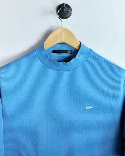 90s Tiger Woods Nike golf Baby Blue mock neck Dri-Fit T-Shirt (M)