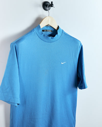 90s Tiger Woods Nike golf Baby Blue mock neck Dri-Fit T-Shirt (M)