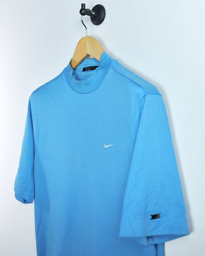 90s Tiger Woods Nike golf Baby Blue mock neck Dri-Fit T-Shirt (M)