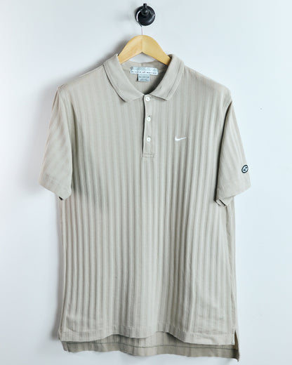 90s Tiger Woods Yin Yang, Beige Polo, with detailed weave and logo (M)