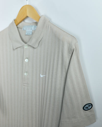 90s Tiger Woods Yin Yang, Beige Polo, with detailed weave and logo (M)