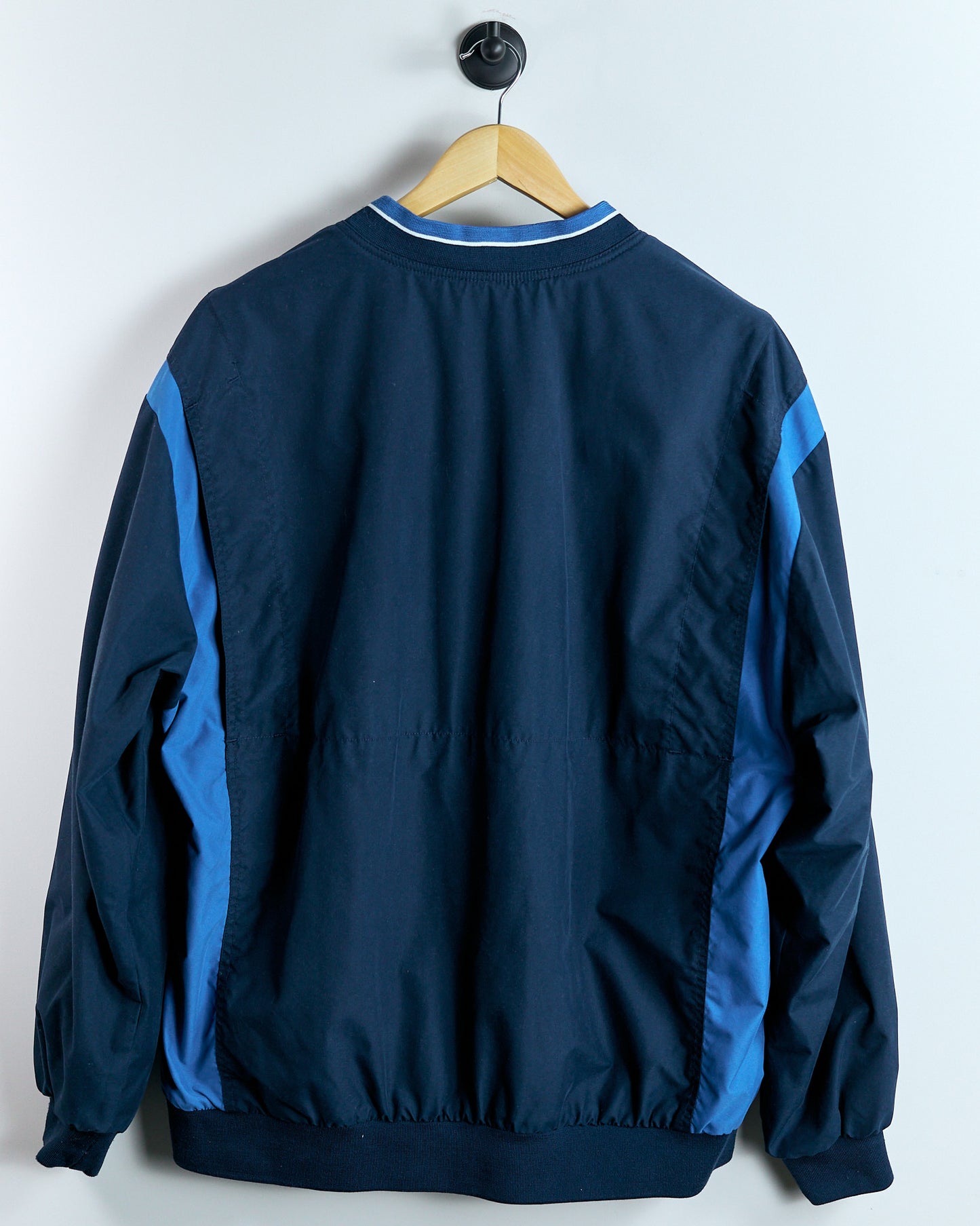 90s Nike Shield Logo Navy Blue V Neck Windbreaker (XL)