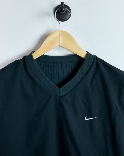 90s Nike Shield Logo Black Reversible V-Neck windbreaker gilet (S)