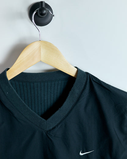 90s Nike Shield Logo Black Reversible V-Neck windbreaker gilet (S)
