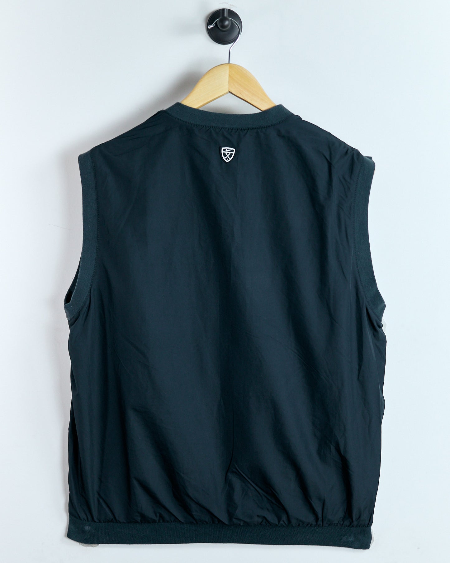 90s Nike Shield Logo Black Reversible V-Neck windbreaker gilet (S)