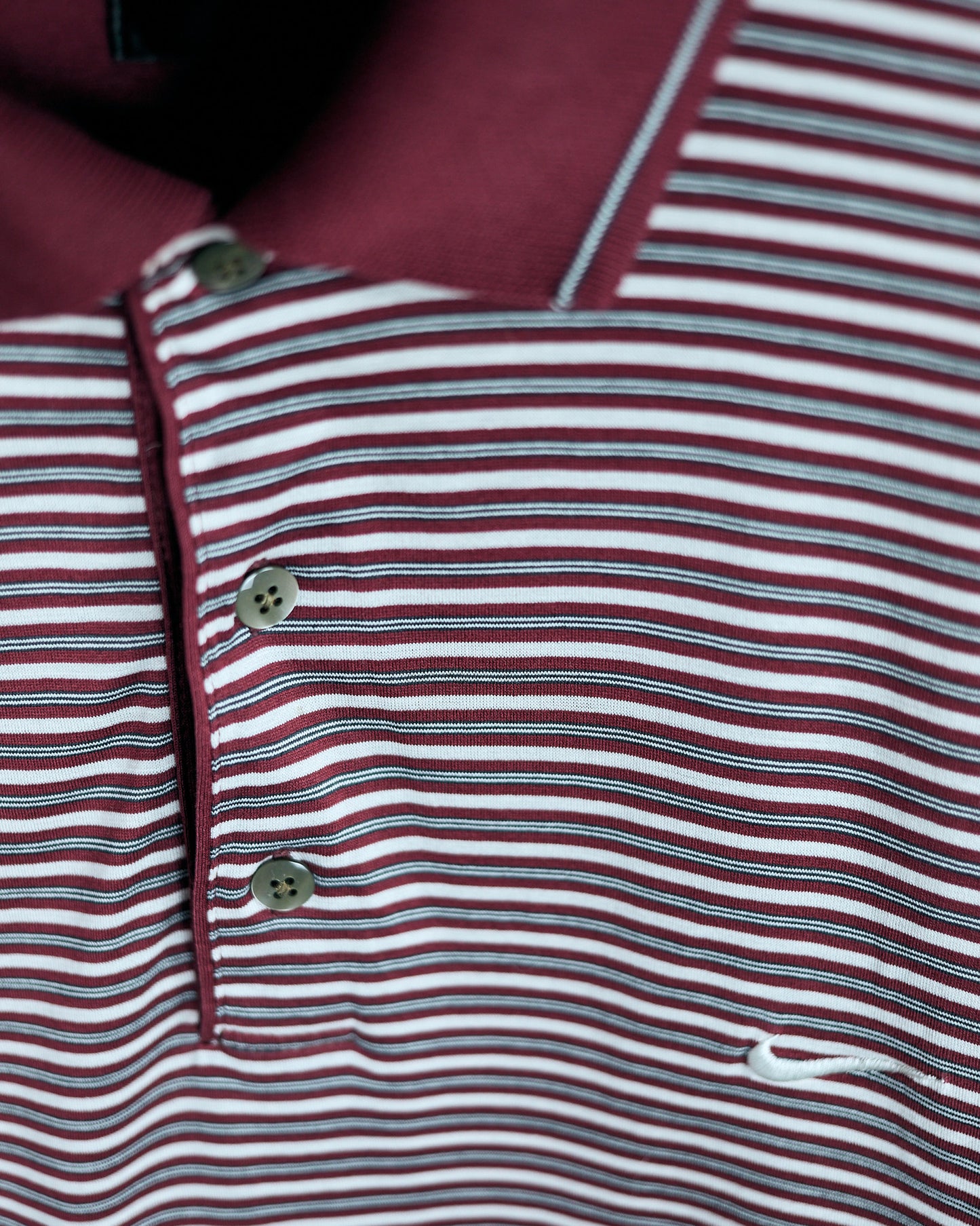90s Tiger Woods Red/White Striped Polo (L)