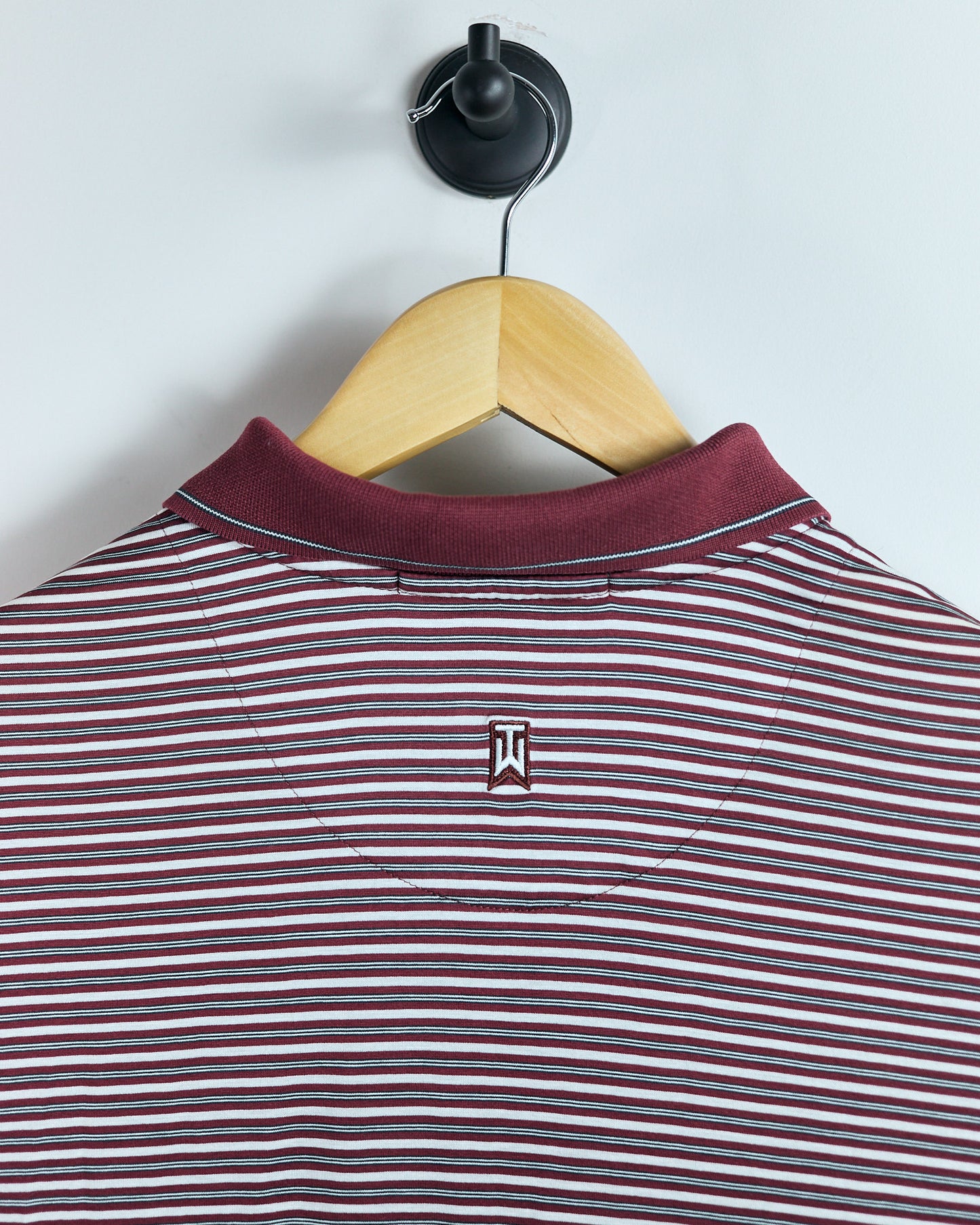 90s Tiger Woods Red/White Striped Polo (L)