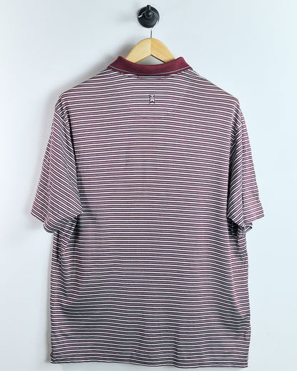 90s Tiger Woods Red/White Striped Polo (L)