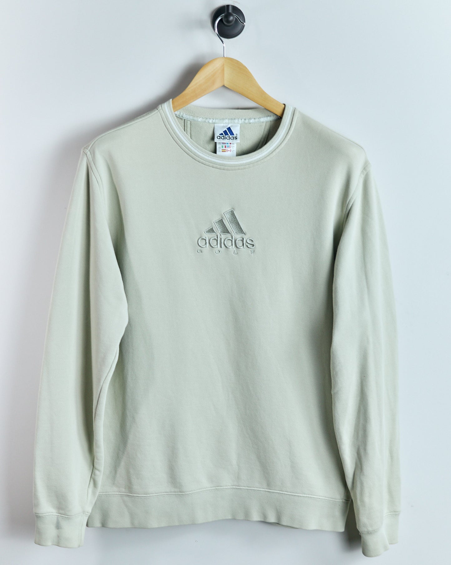 90s Adidas Cream Crew Neck Jumper (S)