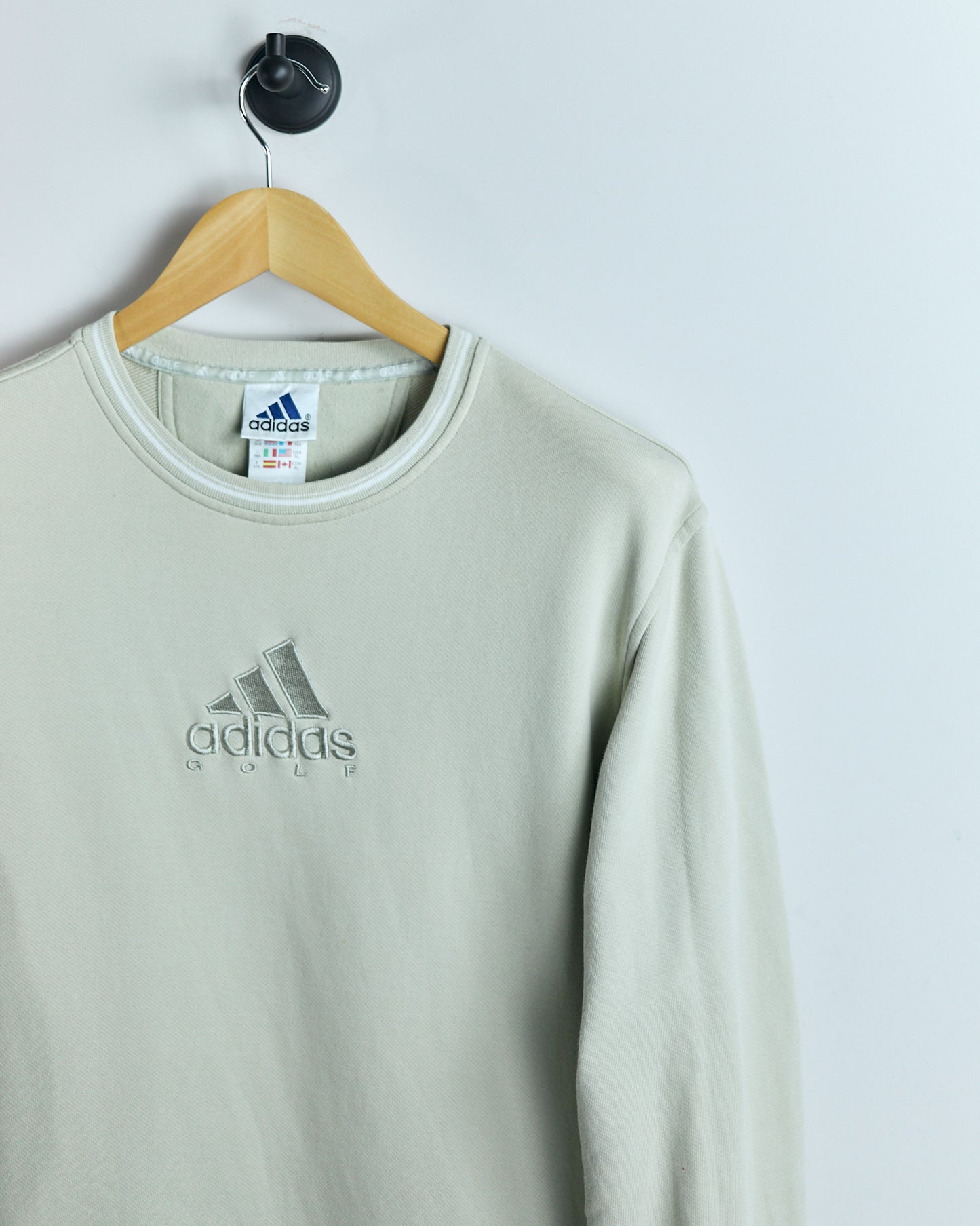 90s Adidas Cream Crew Neck Jumper (S)