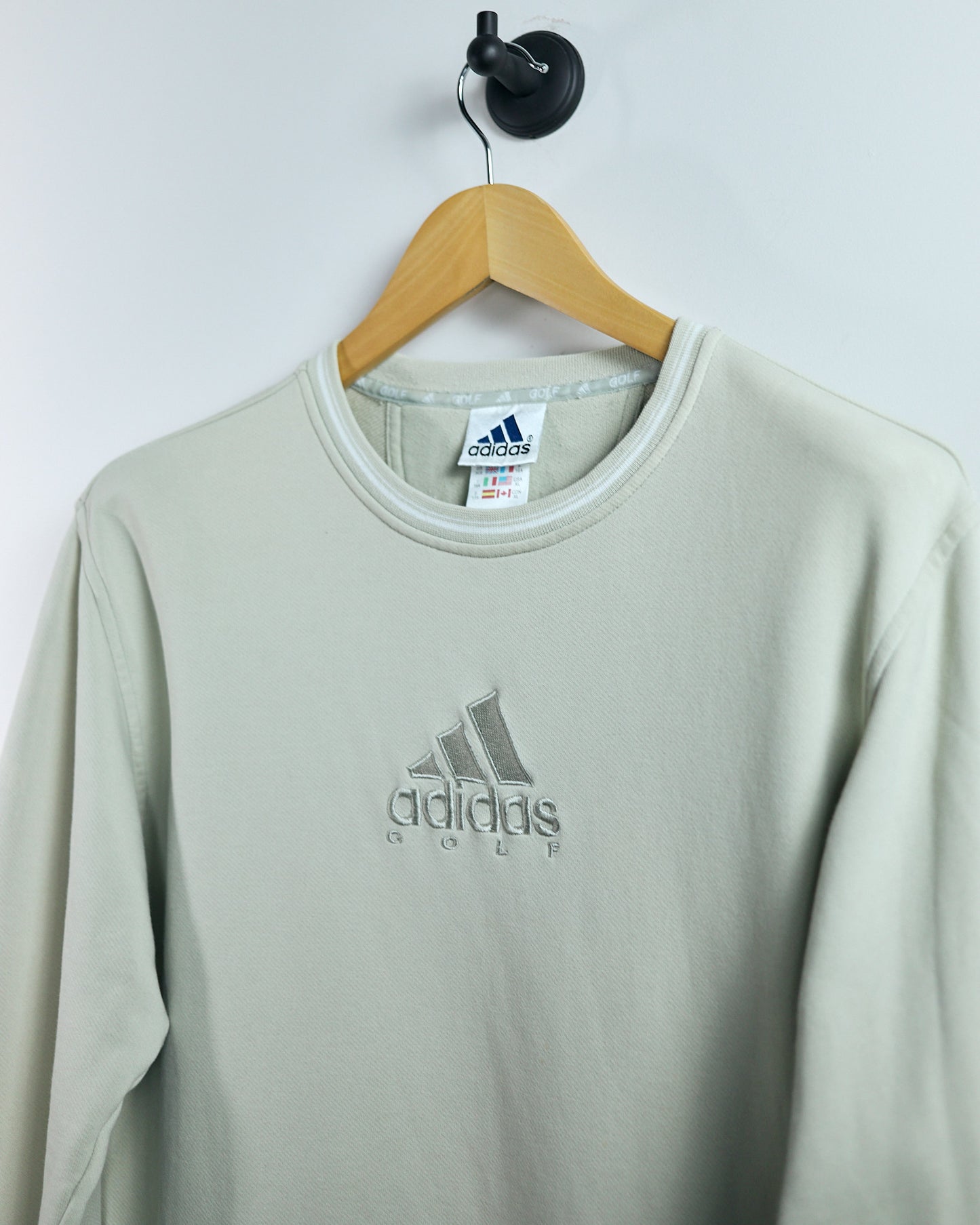 90s Adidas Cream Crew Neck Jumper (S)