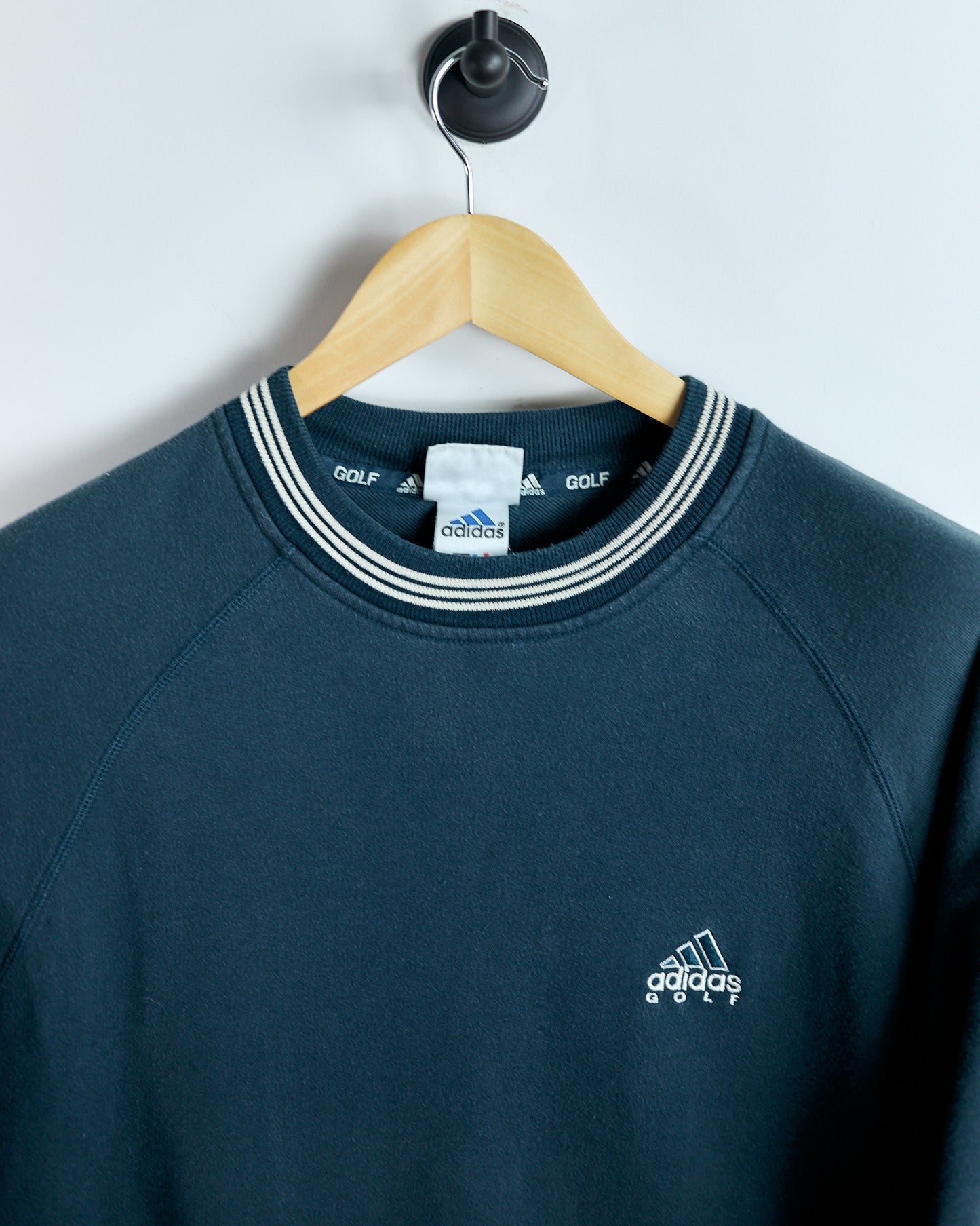 90s Adidas Blue Crew Neck Jumper (L)