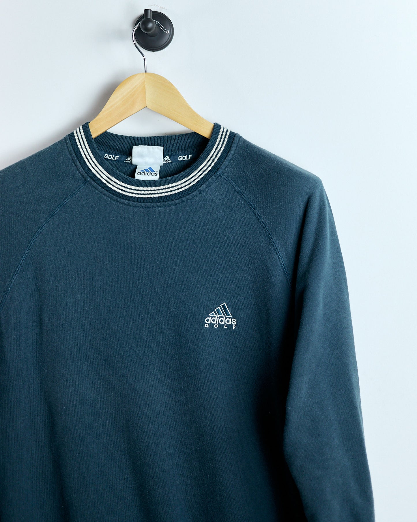 90s Adidas Blue Crew Neck Jumper (L)