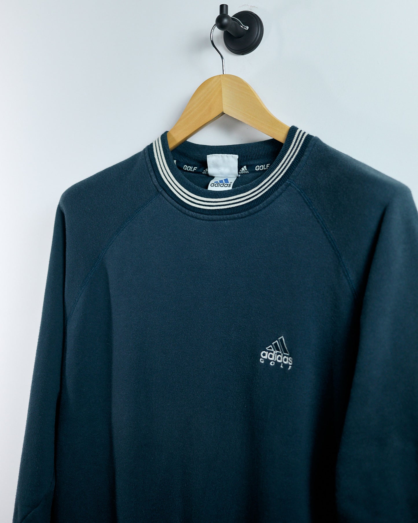 90s Adidas Blue Crew Neck Jumper (L)