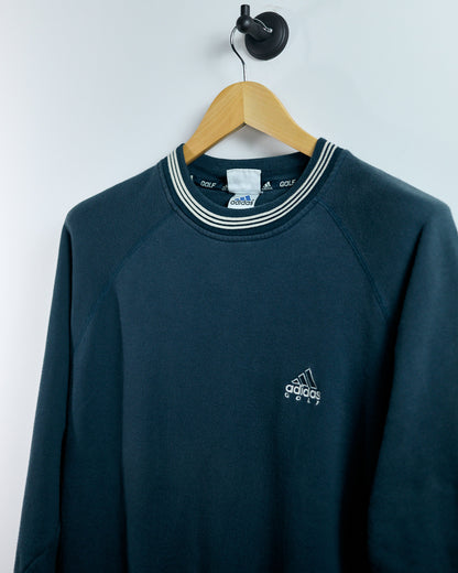90s Adidas Blue Crew Neck Jumper (L)