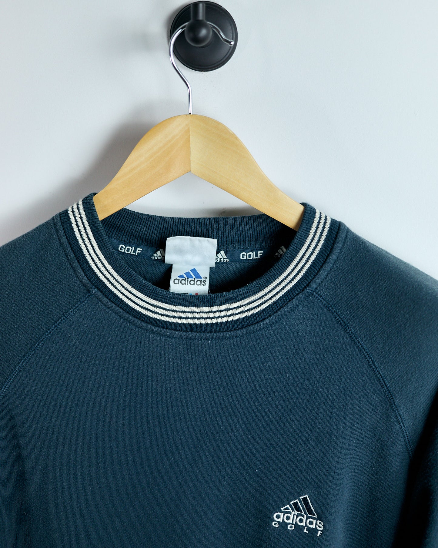 90s Adidas Blue Crew Neck Jumper (L)