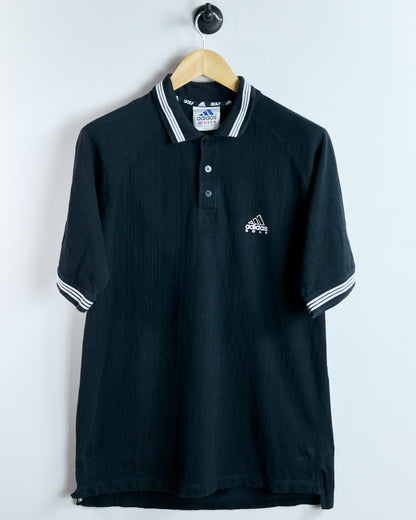 90s Adidas Black Three Stripes Polo (L)