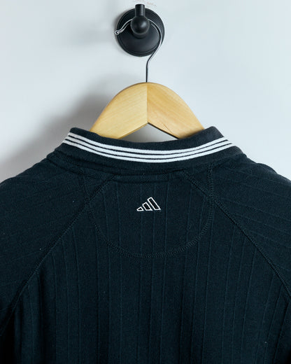 90s Adidas Black Three Stripes Polo (L)