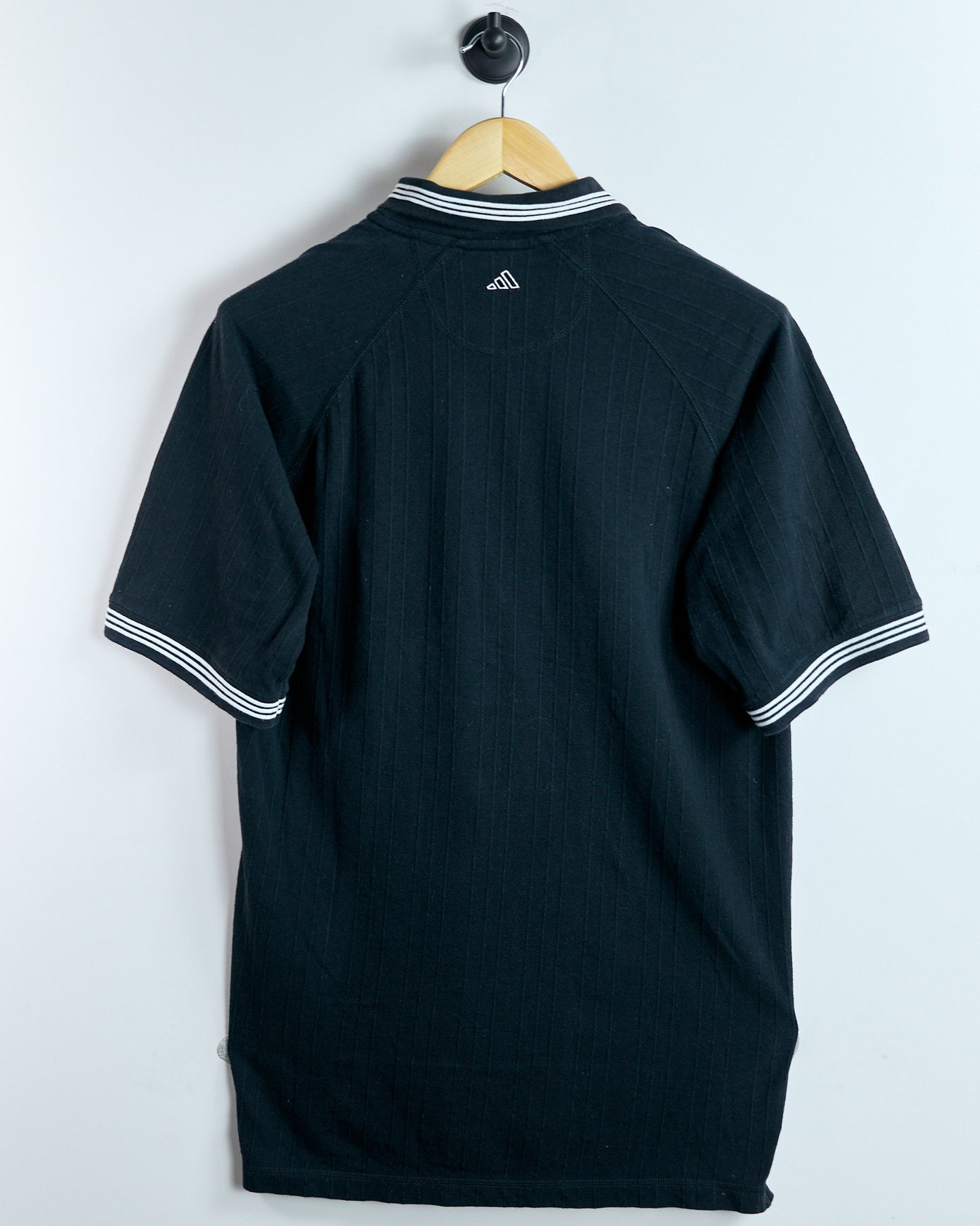 90s Adidas Black Three Stripes Polo (L)
