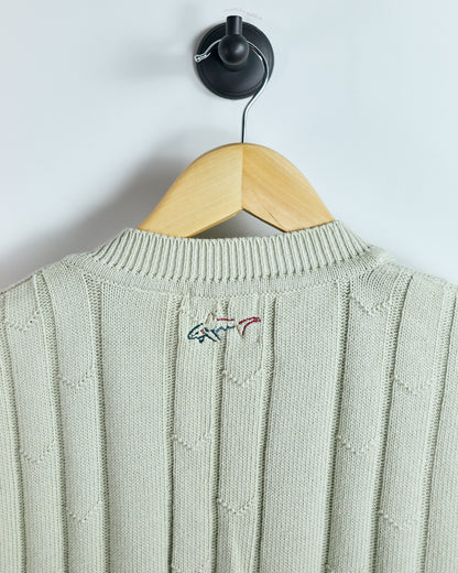 90s Greg Norman Beige Knitted V Neck Vest (XL)