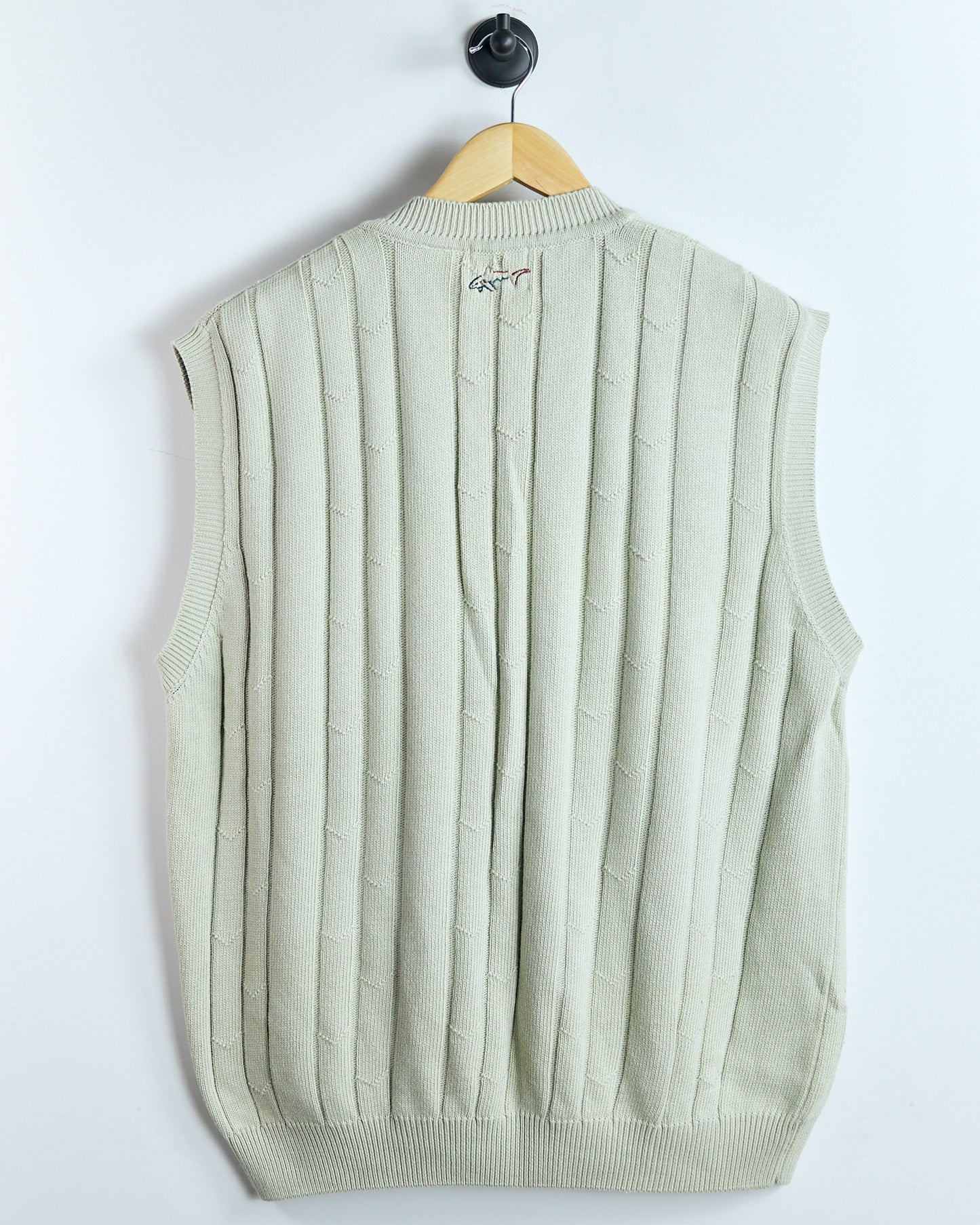 90s Greg Norman Beige Knitted V Neck Vest (XL)