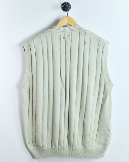 90s Greg Norman Beige Knitted V Neck Vest (XL)