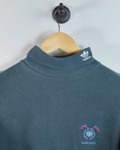 90s Adidas Golf Dark Green/Grey Long Sleeve Turtle Neck (M)