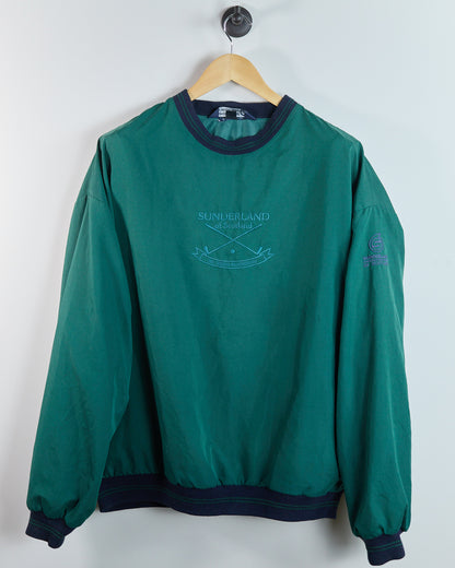 90s Sunderland of Scotland Green/Dark Blue Crew Neck Windbreaker (M)
