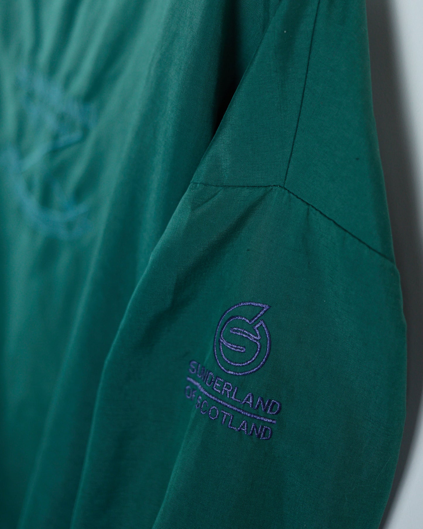 90s Sunderland of Scotland Green/Dark Blue Crew Neck Windbreaker (M)