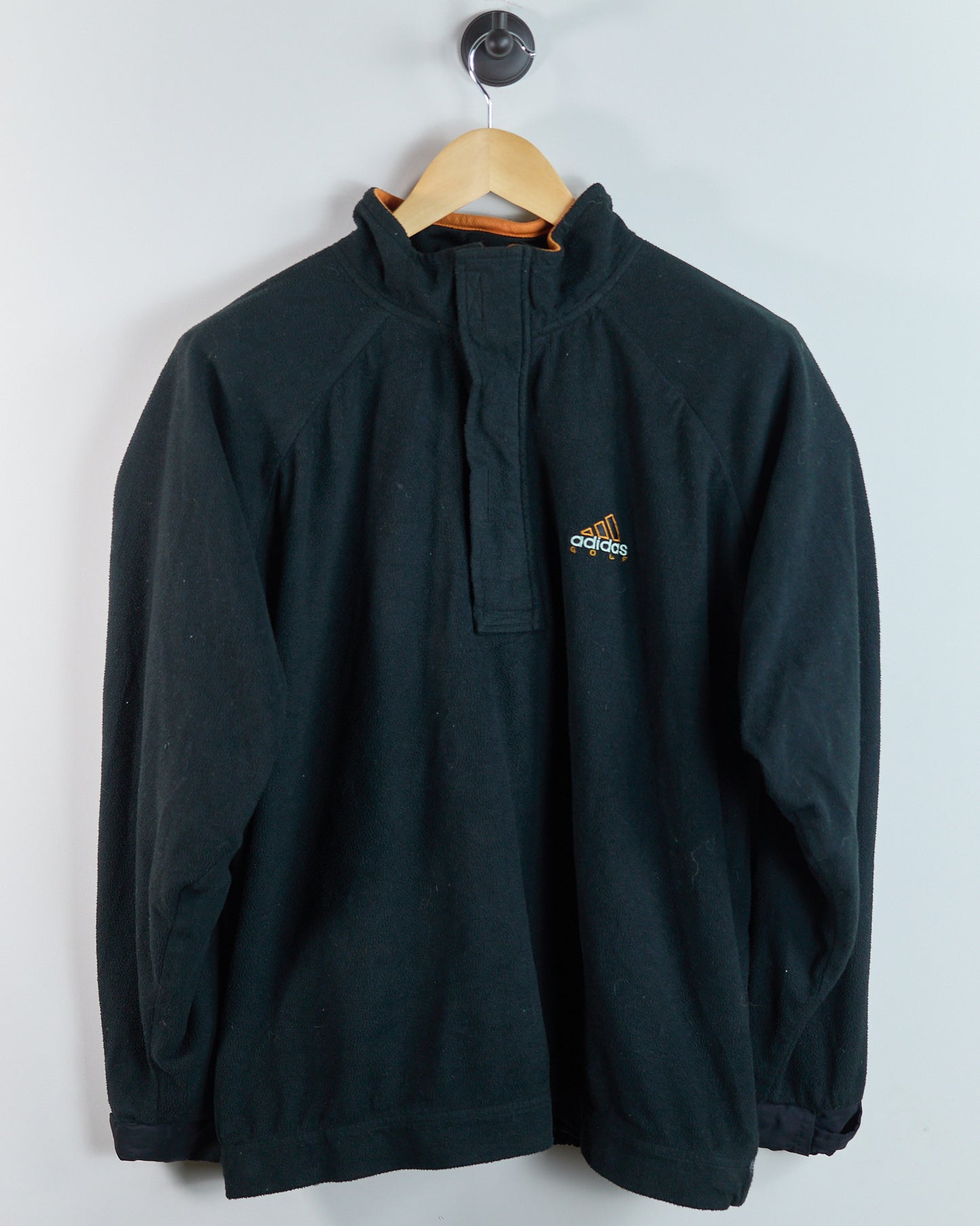90s Adidas Golf Black/Orange Long Sleeve Quarter Zip Jumper (L)