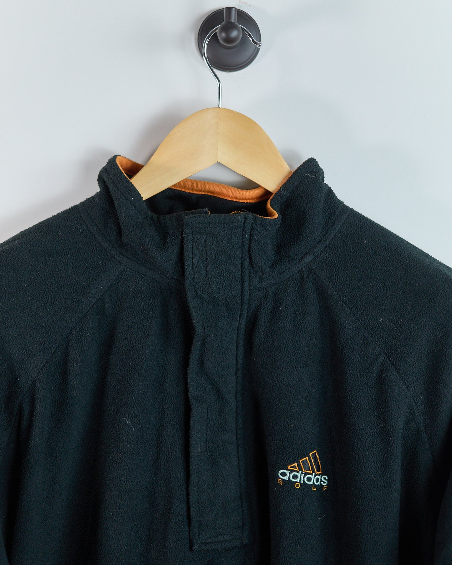 90s Adidas Golf Black/Orange Long Sleeve Quarter Zip Jumper (L)