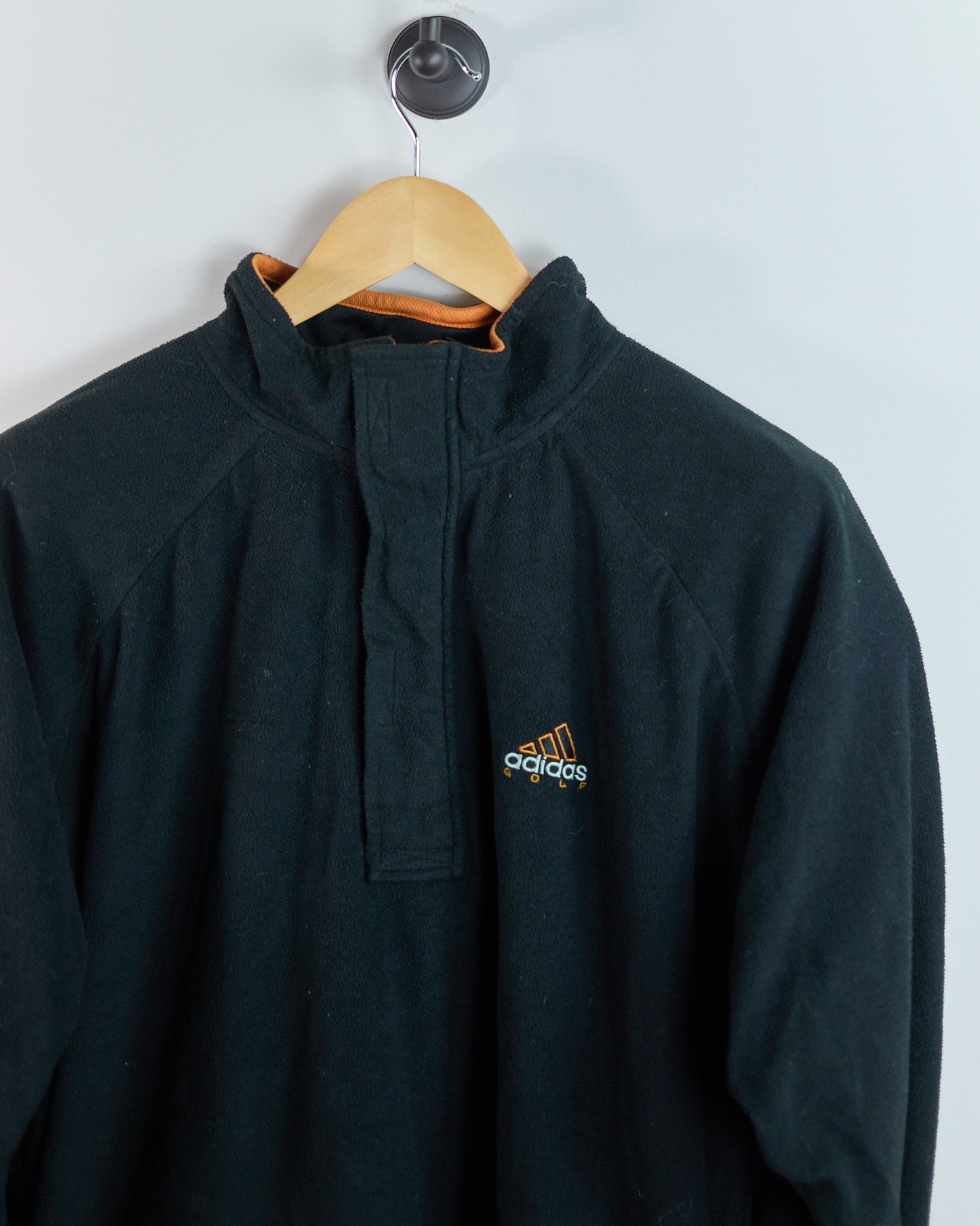 90s Adidas Golf Black/Orange Long Sleeve Quarter Zip Jumper (L)