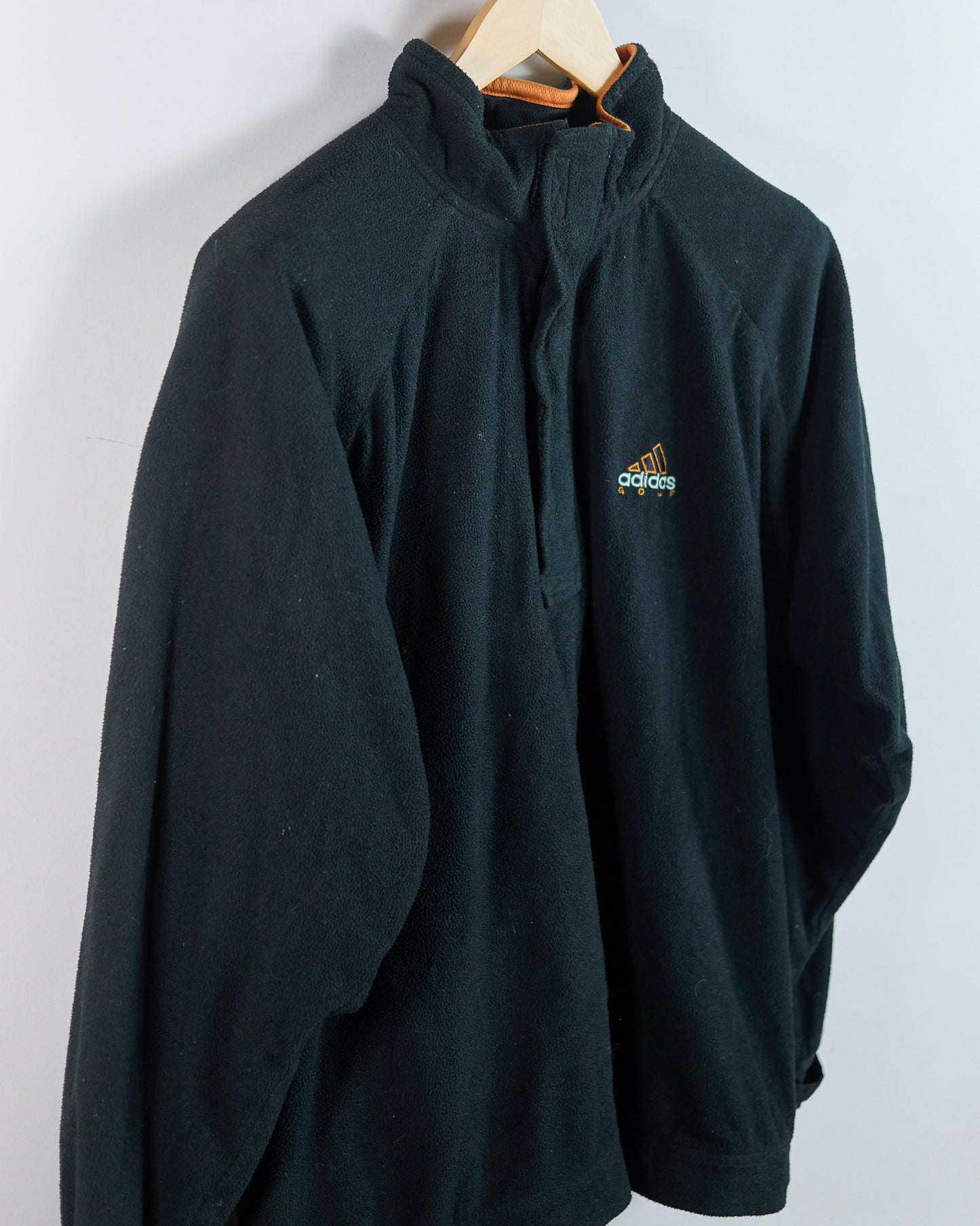90s Adidas Golf Black/Orange Long Sleeve Quarter Zip Jumper (L)