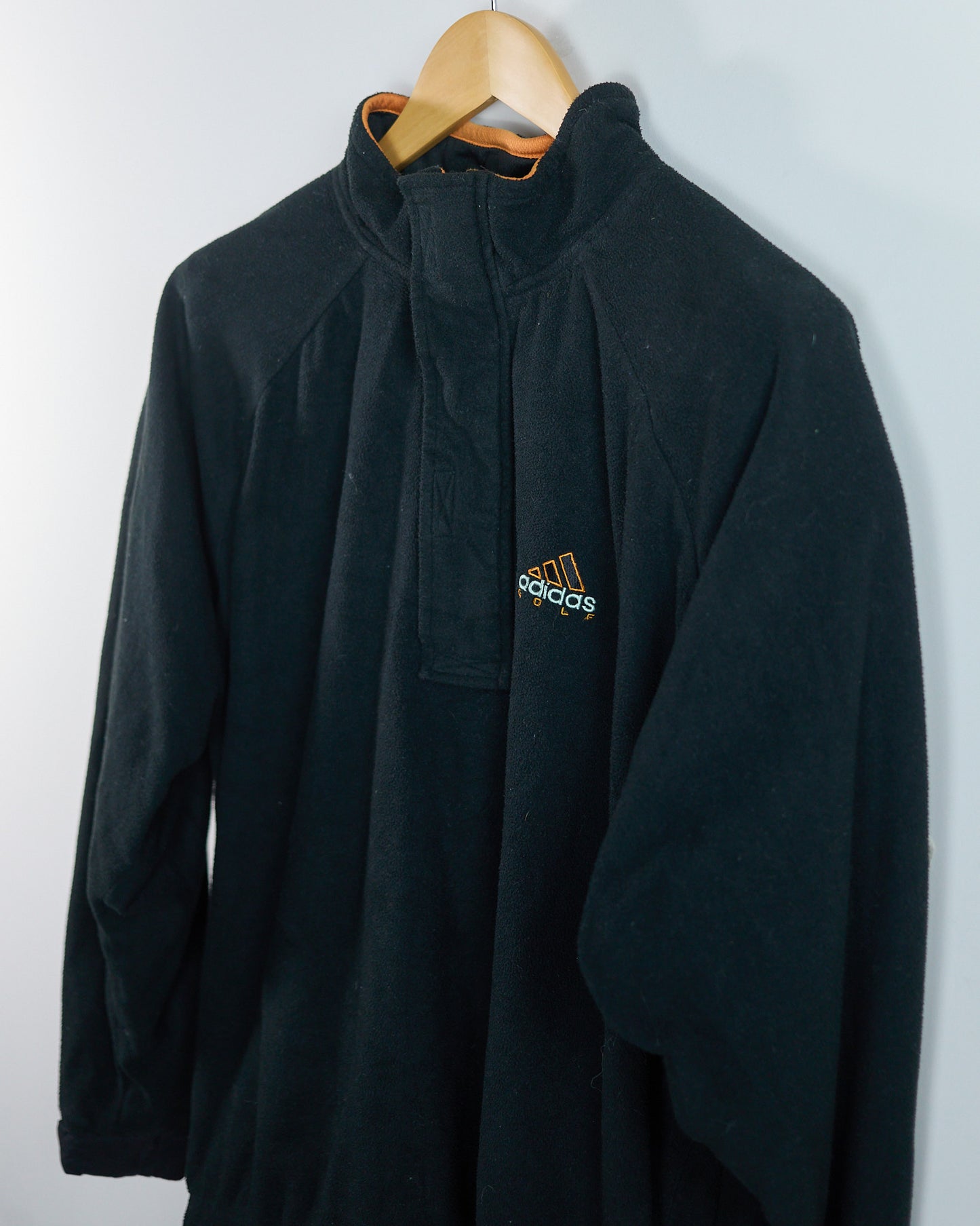 90s Adidas Golf Black/Orange Long Sleeve Quarter Zip Jumper (L)